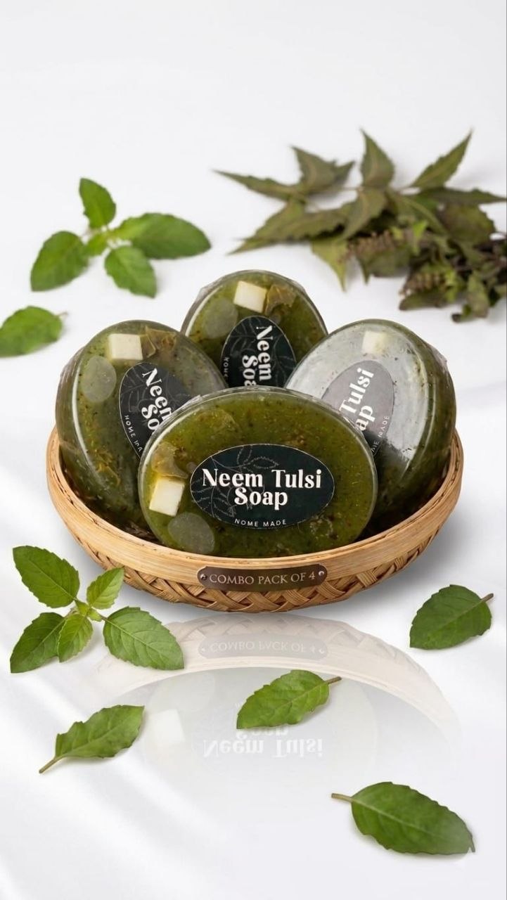 Ajiva Neem Tulsi Herbal Body Cleanser Soap for Men and Women (100g, Pack of 4)