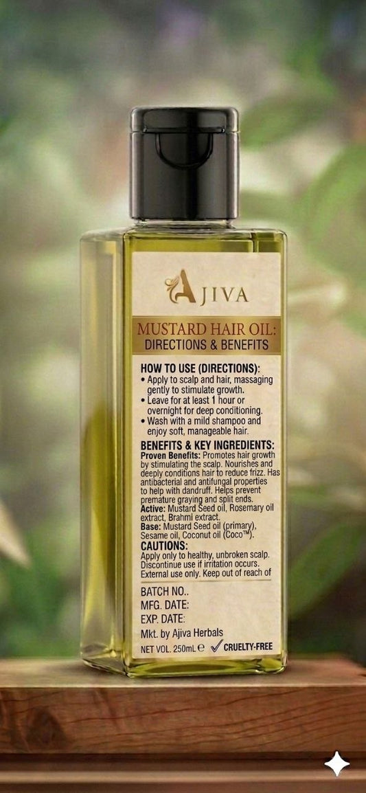 Mustard Oil For Body & Hair Massage | Prevents Hair Loss & Stimulates Hair Growth | 100% Pure & Natural | For Men, Women, Babies (100ml)