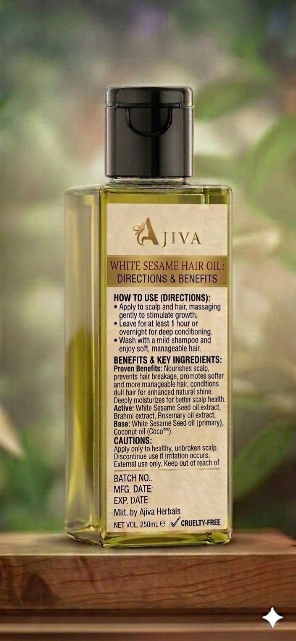 White Sesame Oil for Hair Growth 100ml, Reduce Hair Fall Natural, No Mineral Oil & Preservatives