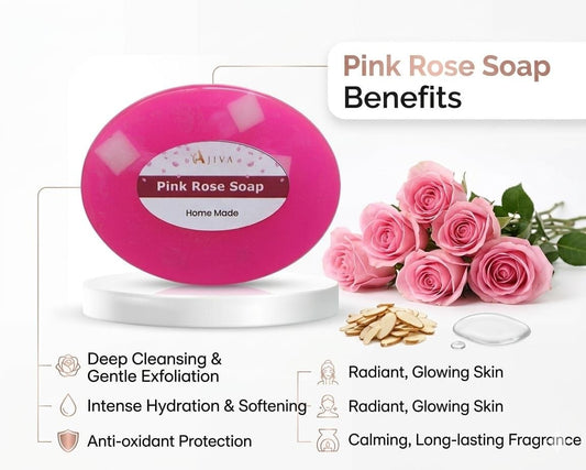 Ajiva Rose Body Cleanser Soap Bar, 100g (pack of 4)