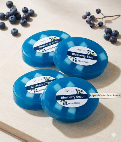 Ajiva Blueberry Aqua Fresh Body Cleanser Soap , Suitable for All Skin Types - 100G (Pack of 4)