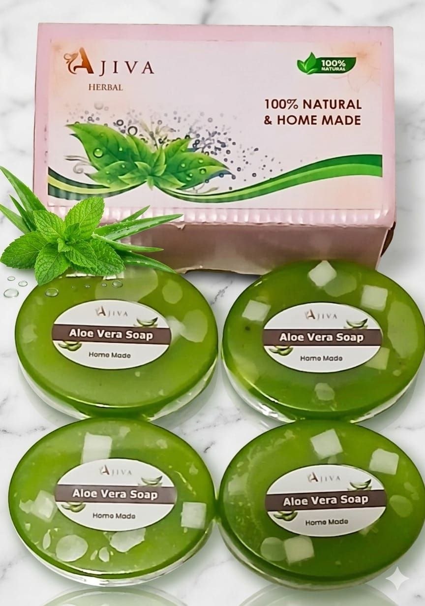 Ajiva Aloe Vera Handmade Body Cleanser Soap for Men and Women (100g, Pack of 4)