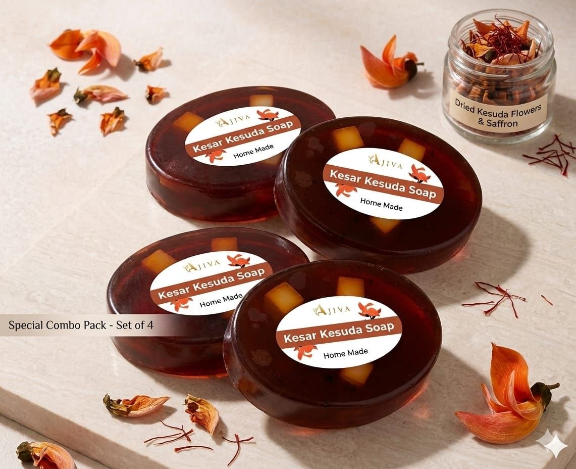 Hand Made Real Kesar Bath soap for Unisex, Best for All types of skin (pack of 4) 100g each