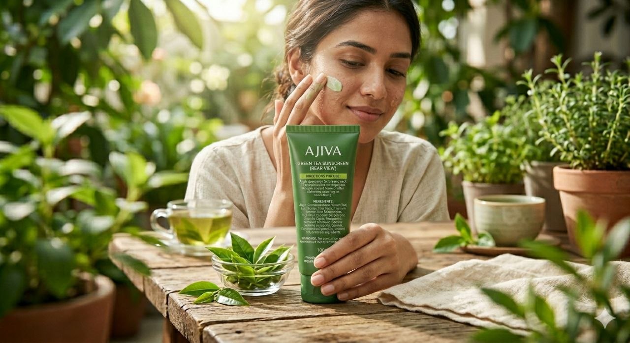 Ajiva Green Tea & Zinc Super-Matte Gel Sunscreen SPF 50 PA ++++ | 100g | Formulated for Oily, Combination and Acne Prone Skin