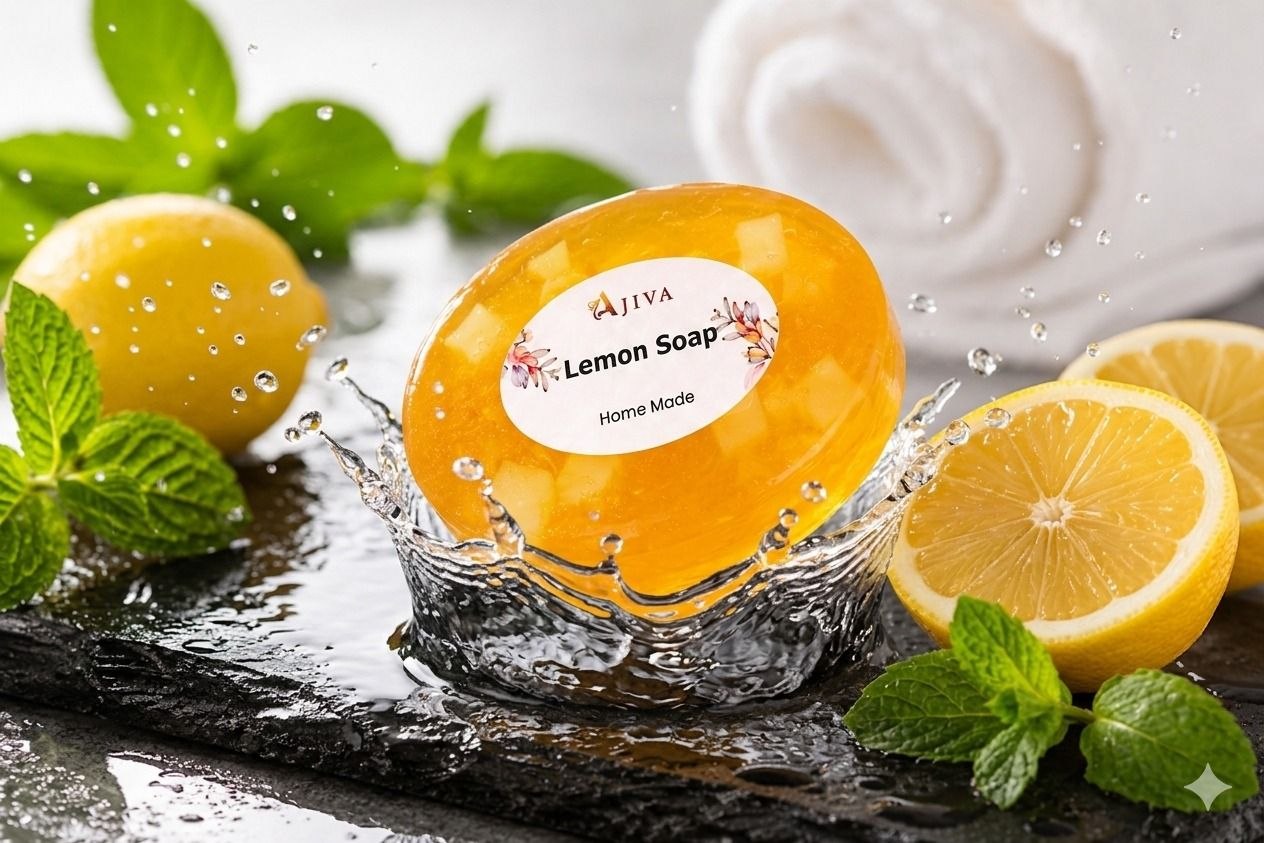 Ajiva Lemon Herbal Body Soap for Men and Women (100g, Pack of 4)