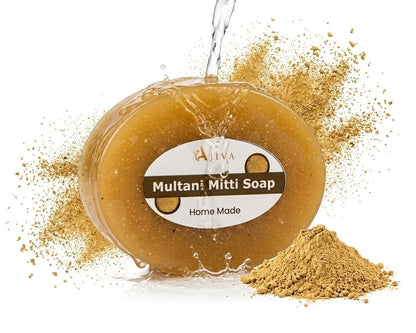 Ajiva Multani Mitti Soaps (Pack of 4) | Handmade Ayurvedic Soap for Glowing & Even-Toned Skin