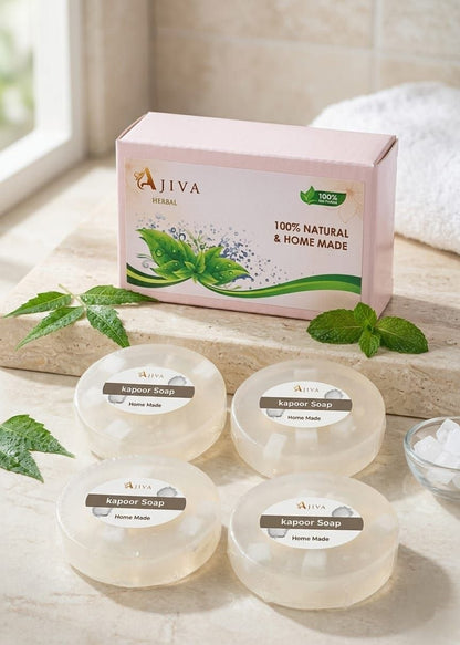 Ajiva Handmade & Natural Kapoor soap. 100gm-Pack Of-4
